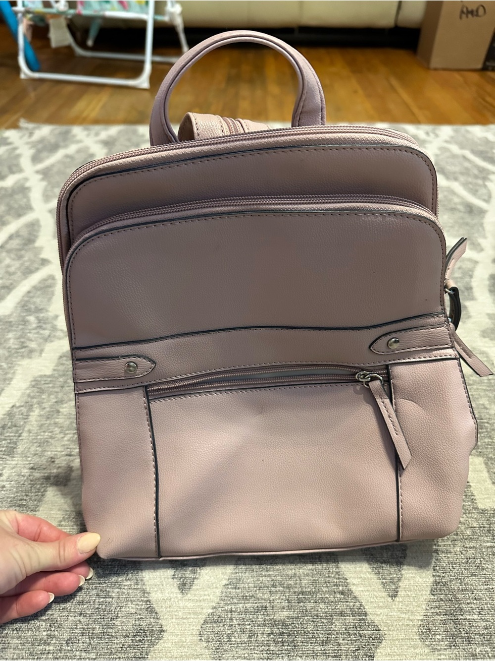Seven Days Compact Blush Pink Vegan Leather Backpack
